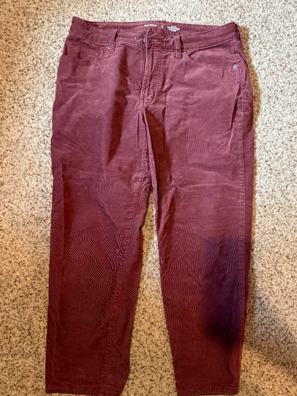 Burgundy High-Waisted OG Straight Corduroy Ankle Pants